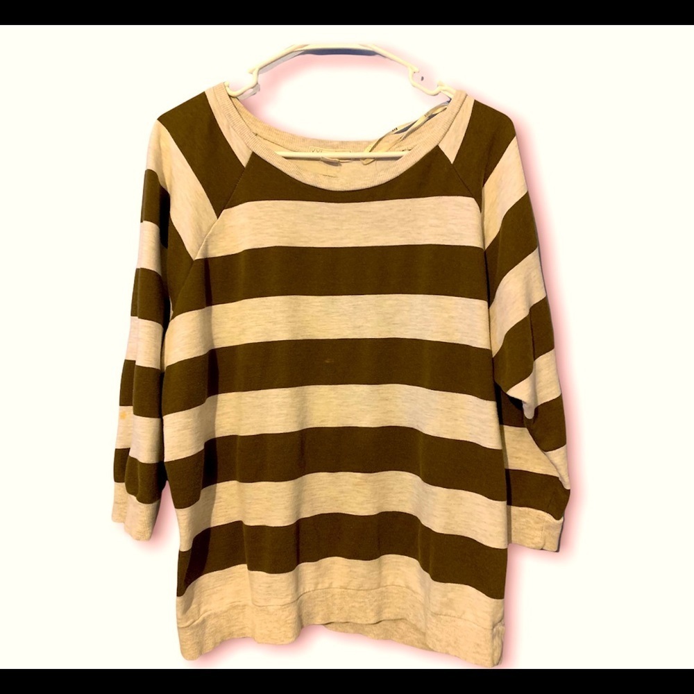 Tan&Dark Brown Striped Sweatshirt: Forever 21​​​​